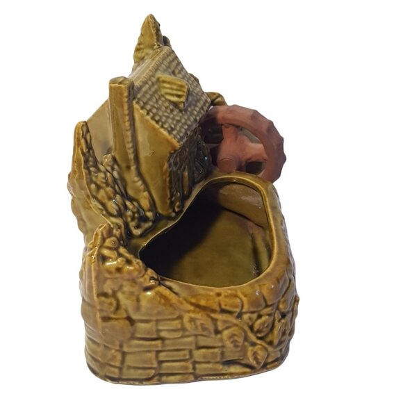 Vintage Shawnee USA Old Grist Mill Water Wheel Green Pottery Planter 769 - Picture 6 of 9